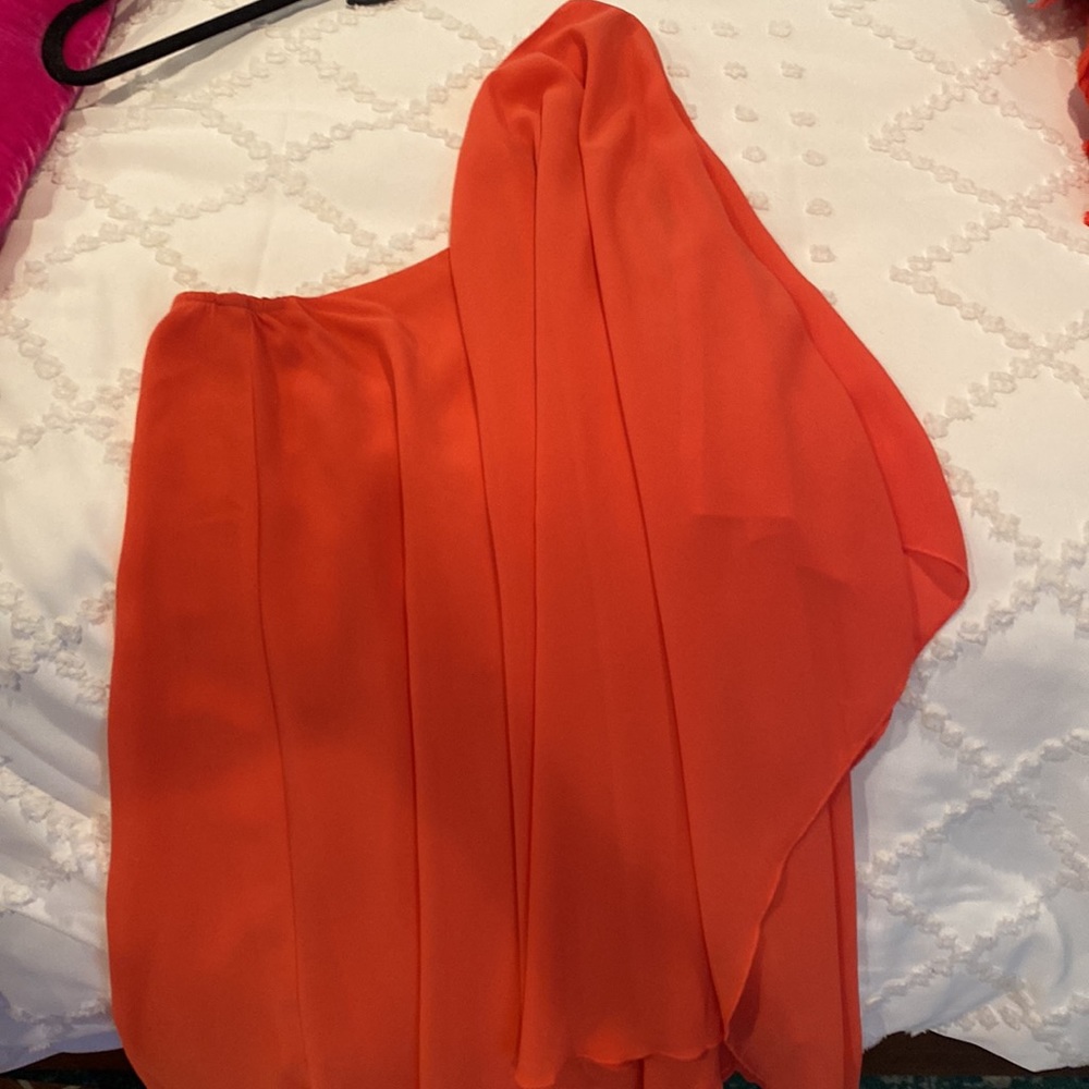 Show Me Your MuMu Orange One-Shoulder Bishop Sleeve Mini Dress